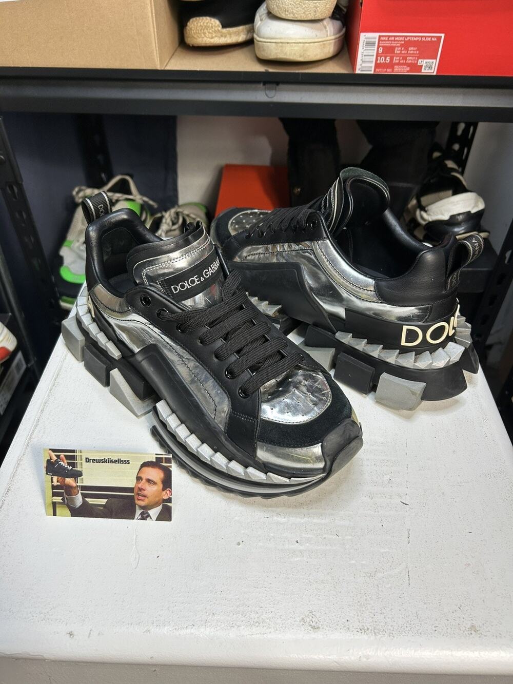 Dolce & Gabbana SuperKing Sneakers Silver Black Men’s Size 7DG / 8 US